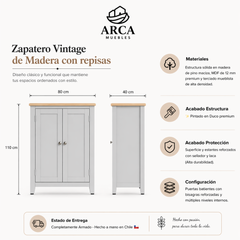 Zapatero Vintage de Madera con repisas
