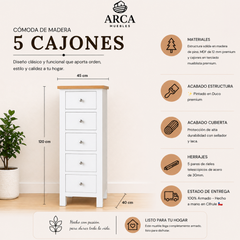 Cómoda de Madera 5 cajones