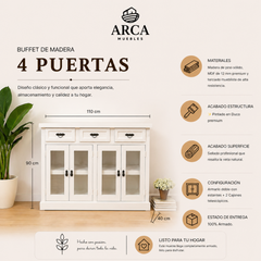 Buffet de madera 4 puertas