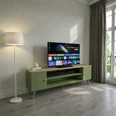 Rack de tv de madera minimalista 2 Pueras con repisa