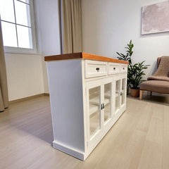 Buffet de madera y vidrio Idan 150x40x90