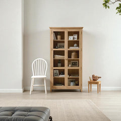 Vitrina Vintage de madera con Vidrios 90x35x190