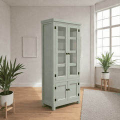 Vitrina de madera Retro S 180ALTOx35FONDOx70ANCHO, de Arca Muebles en Verde agua Vidrio, fabricado artesanalmente en madera en Chile