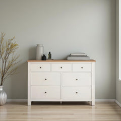 Cómoda de madera 7 cajones 125x82x40