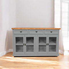 Buffet de madera y vidrio Idan 150x40x90