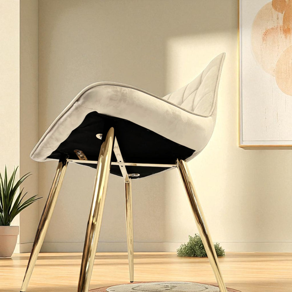 Silla capitone beige vista de estructura