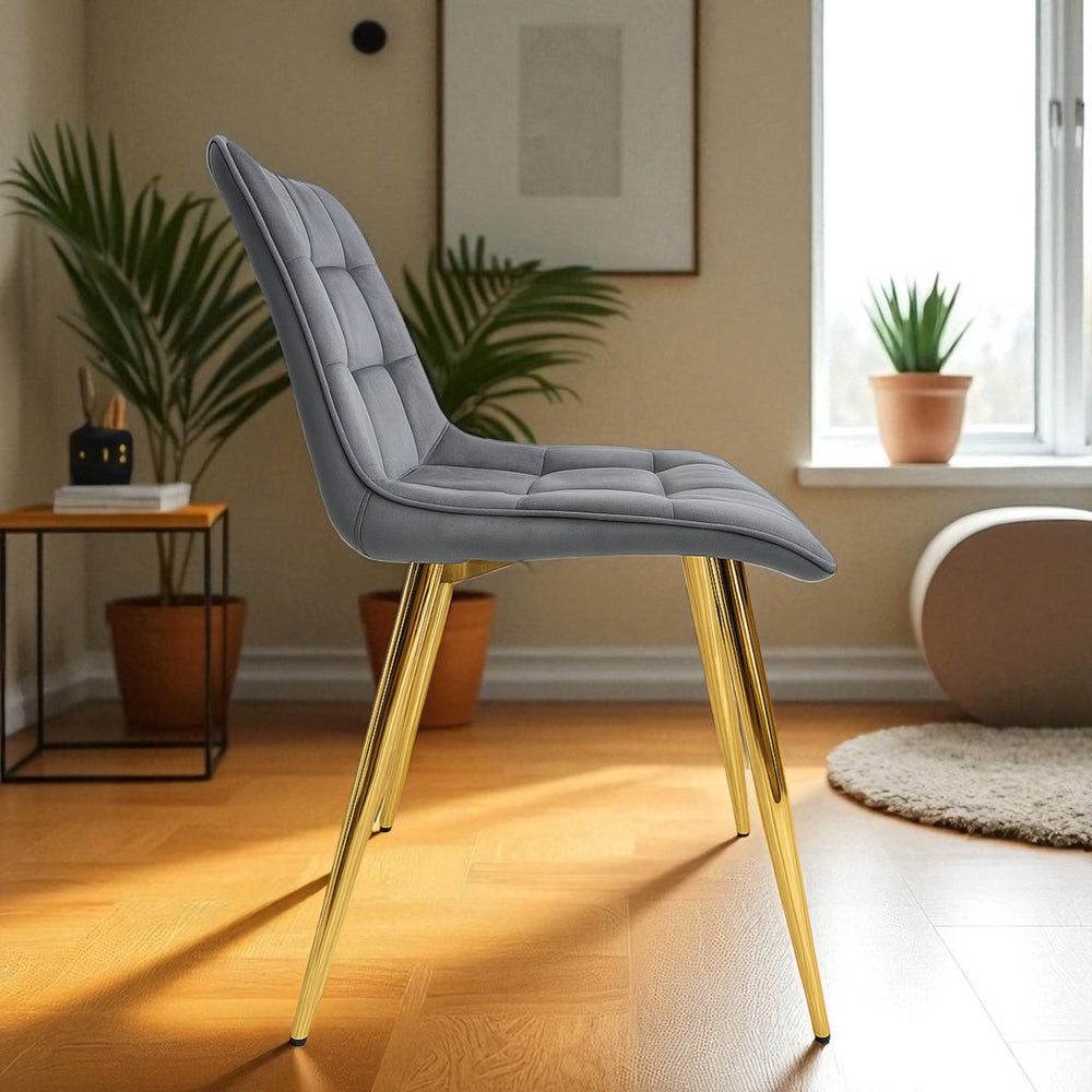 Silla capitone gris lateral en living