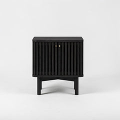 Velador Moderno de Madera de Lenga Negra con Puertas de Palillería