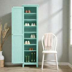 Zapatero Alto Vintage de Madera de Pino