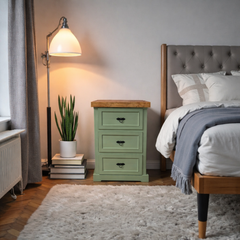 Velador de Madera 3 cajones rústico