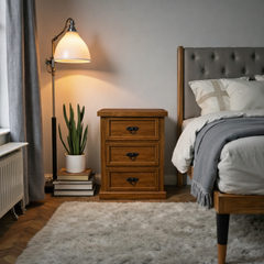 Velador de Madera 3 cajones rústico