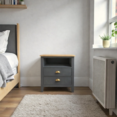 Velador de madera 2 cajones estilo nórdico