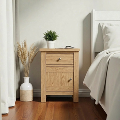 Velador de madera 1 cajon con puerta