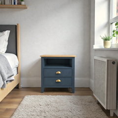 Velador de madera 2 cajones estilo nórdico