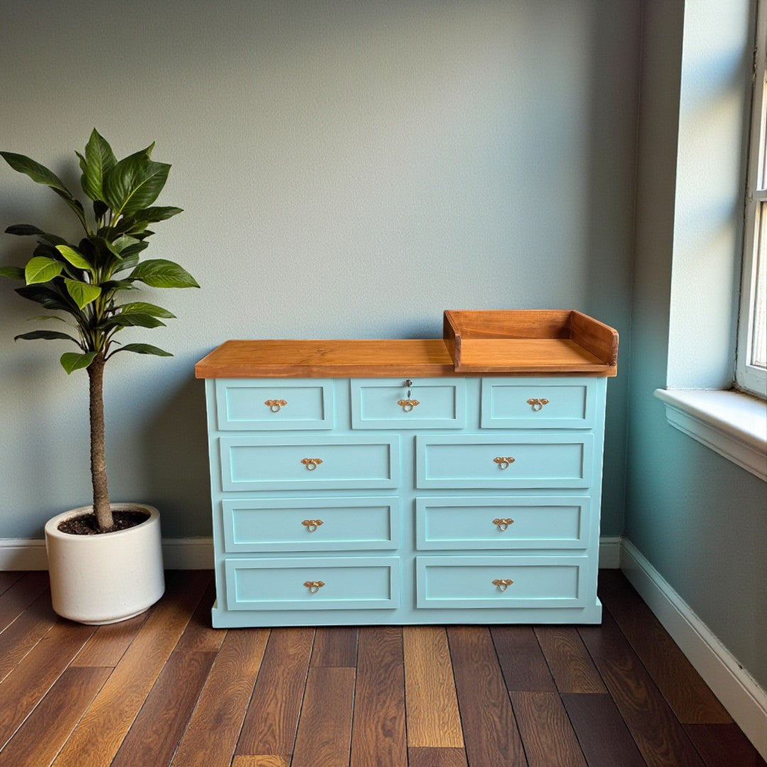 Cómoda de madera 9 cajones y mudador para bebes 👩‍🍼
