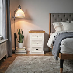 Velador de Madera 3 cajones rústico 45x40x70