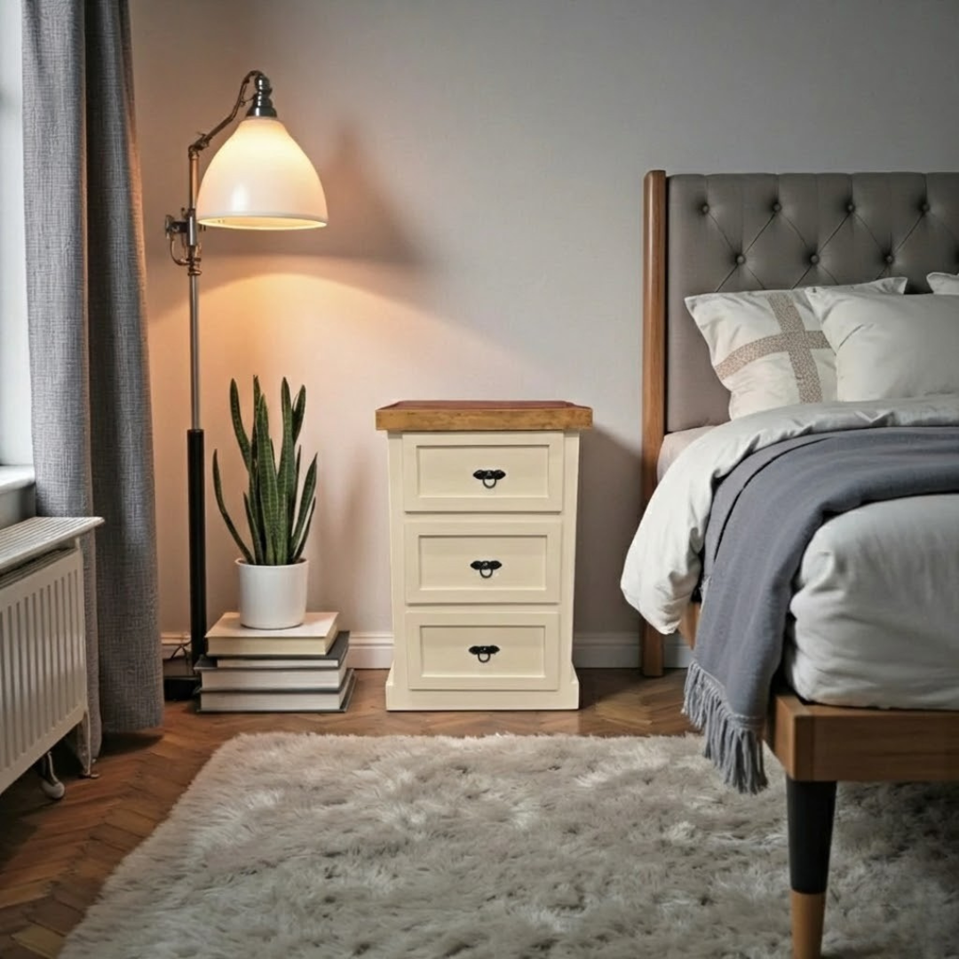 Velador de Madera 3 cajones rústico