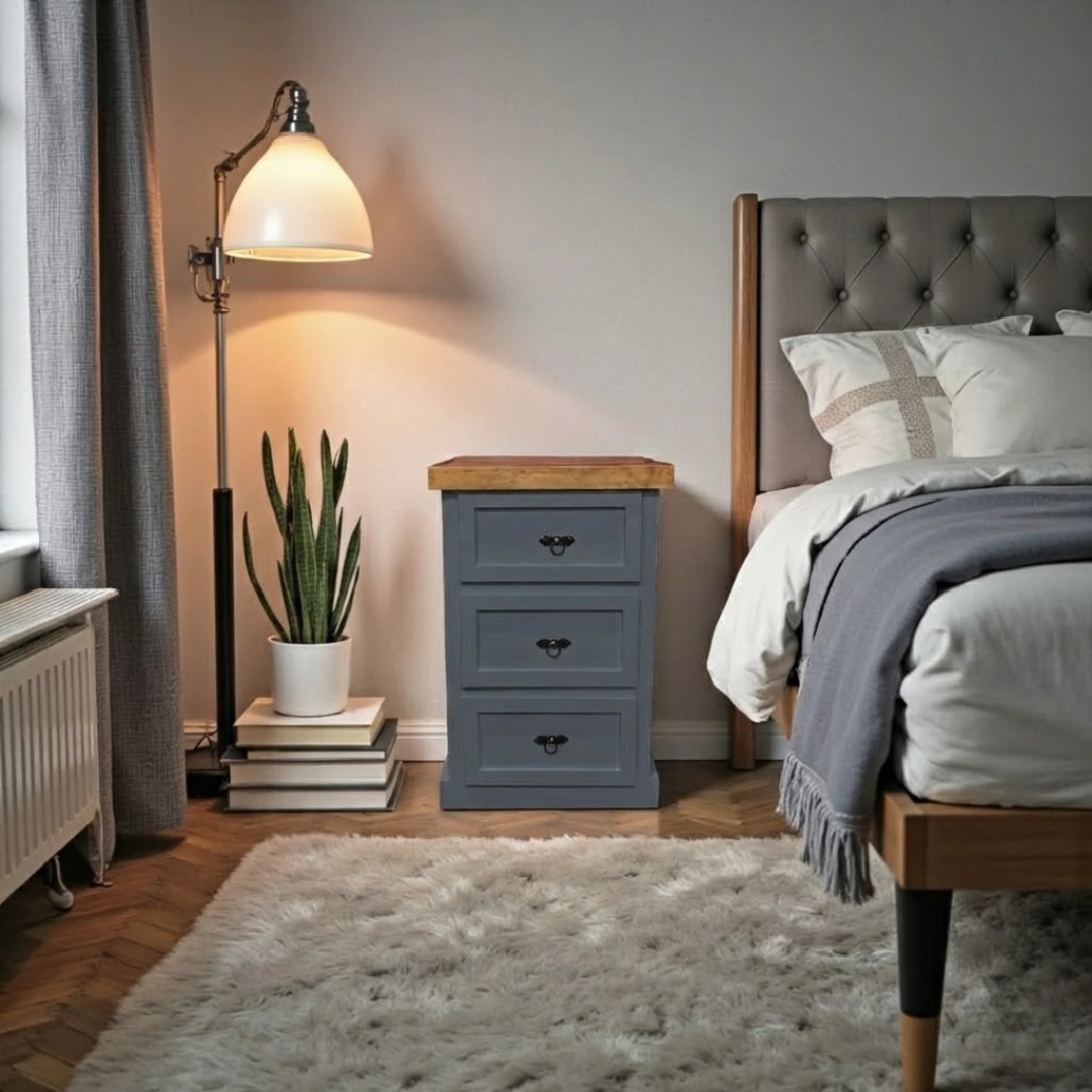 Velador de Madera 3 cajones rústico