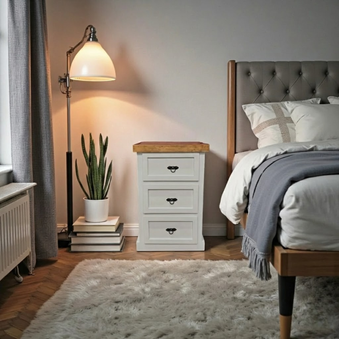 Velador de Madera 3 cajones rústico