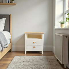 Velador de madera 2 cajones estilo nórdico