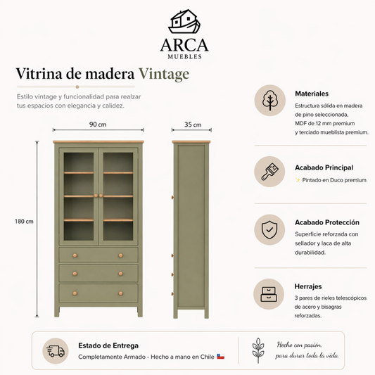 Vitrina de madera Vintage