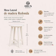 Mesa Lateral de madera Redonda