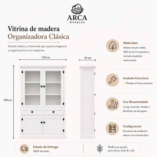 Vitrina de madera Organizadora Clásica