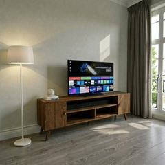 Rack de tv de madera minimalista 2 Pueras con repisa