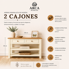 Arrimo Minimalista de madera 2 Cajones