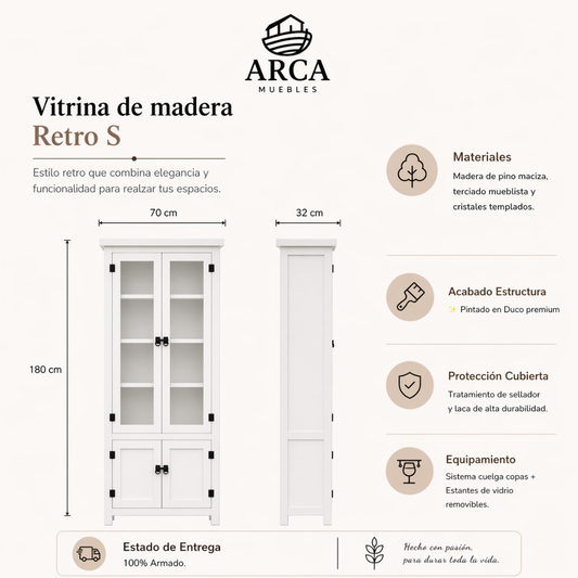 Vitrina de madera Retro S