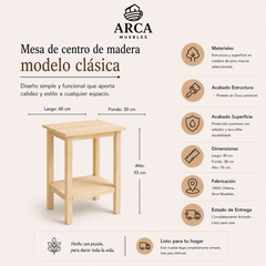 Mesa de centro de madera modelo clásica