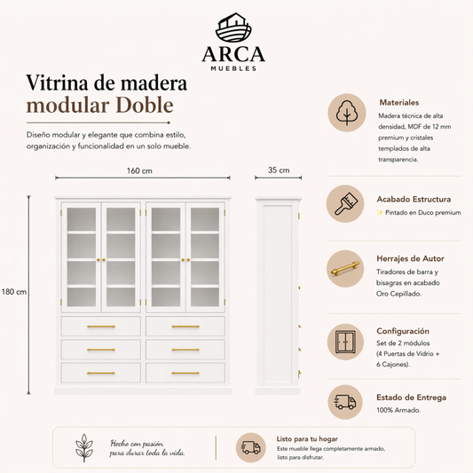 Vitrina de madera modular Doble