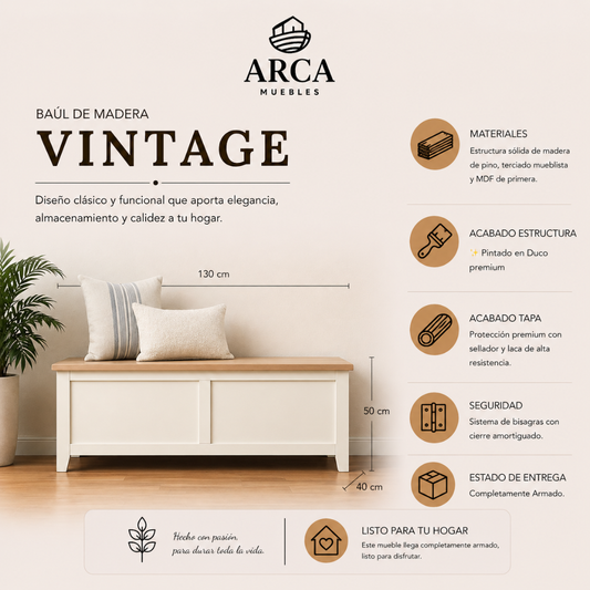 Baúl de madera Vintage