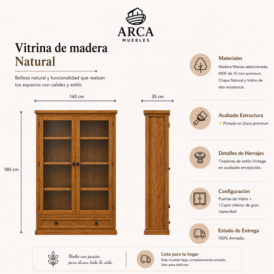 Vitrina de madera Natural