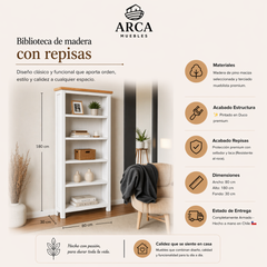 Biblioteca de madera con repisas