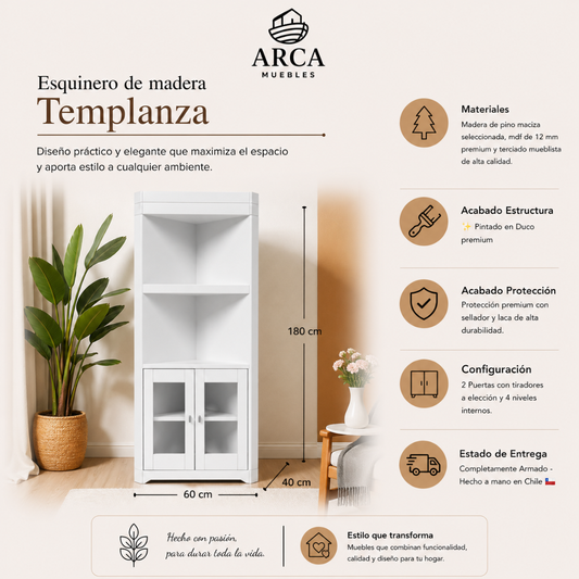 Esquinero de madera Templanza
