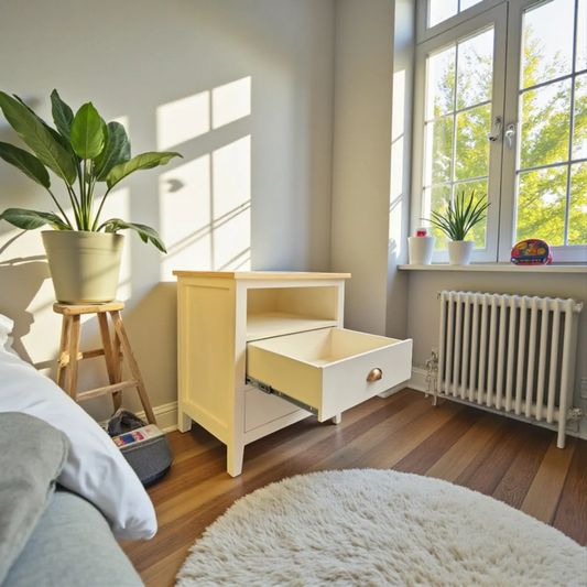 Velador de madera 2 cajones estilo nórdico
