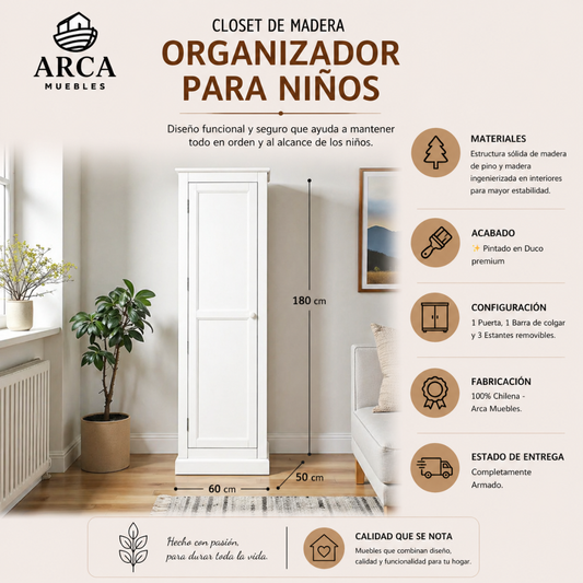 Closet de madera organizador para niños