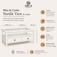 Mesa de Centro Nordik View de vidrio