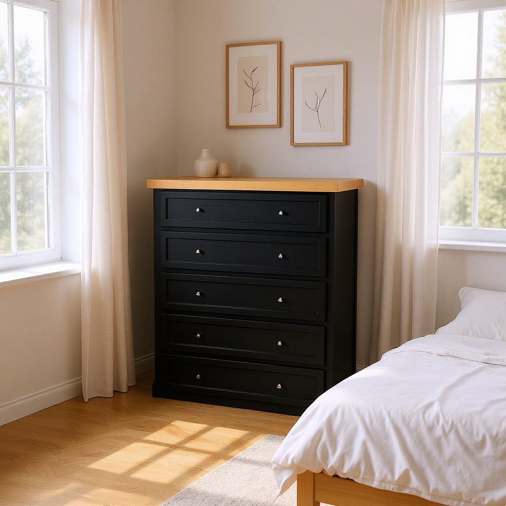 Comoda de Madera 5 cajones 80x40x100
