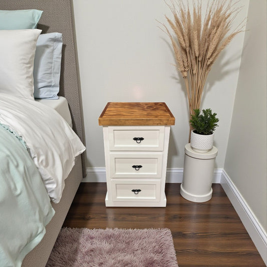 Velador de Madera 3 cajones rústico