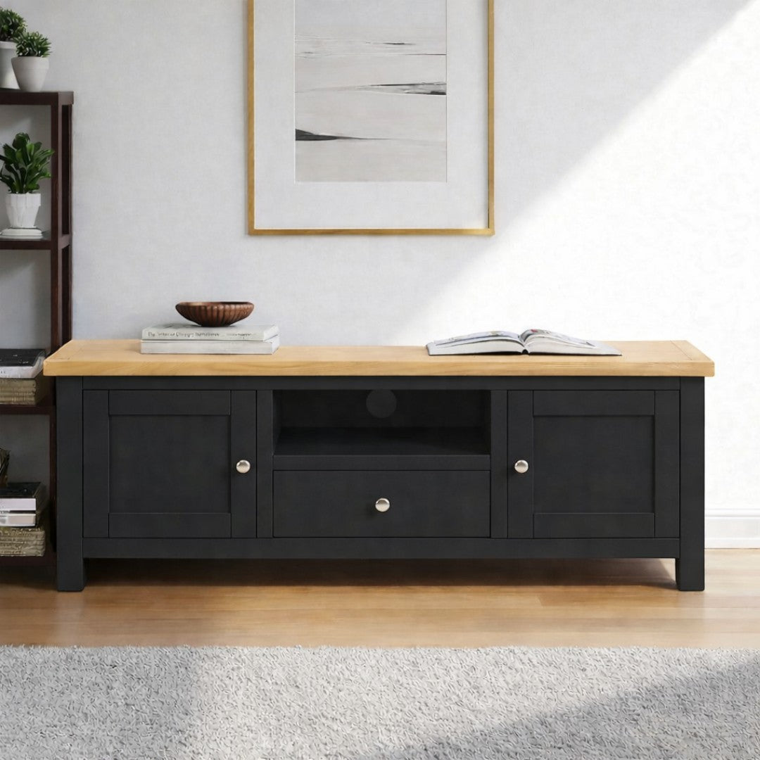 Rack de tv de madera 2 puertas + 1 cajón