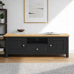 Rack de tv de madera 2 puertas + 1 cajón