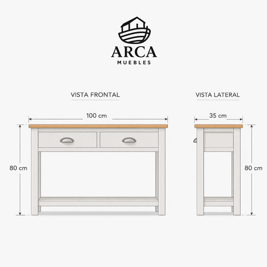 Arrimo vintage de madera 2 cajones