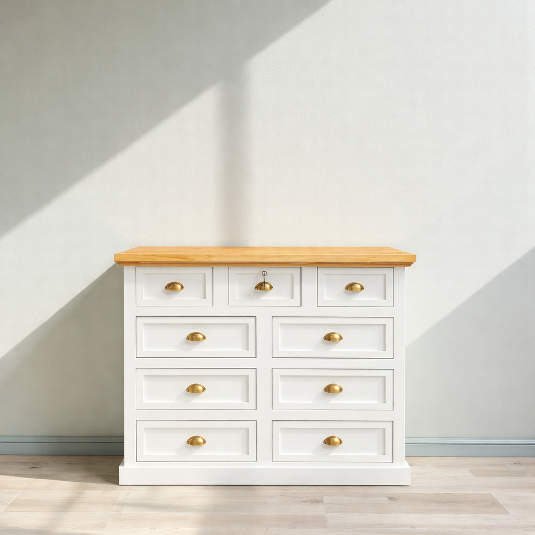 Cómoda de Madera 9 cajones con relieve