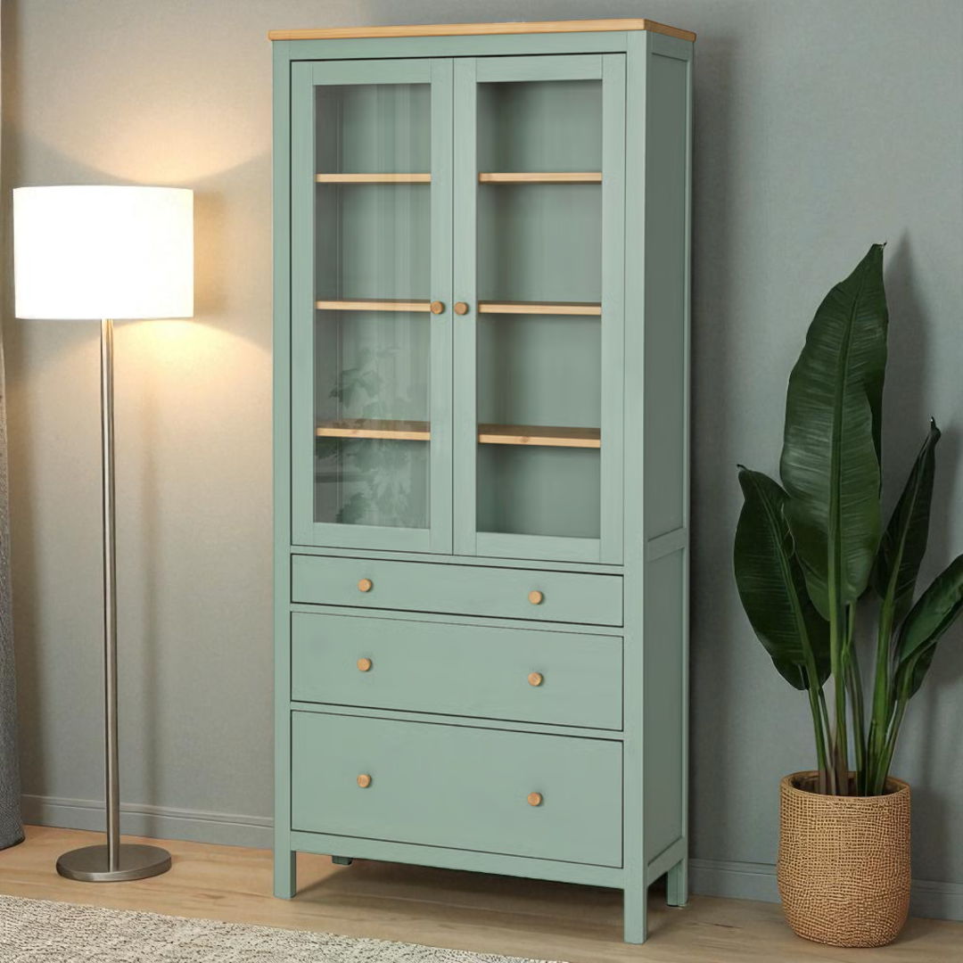 Vitrina de madera Vintage 90x35x180