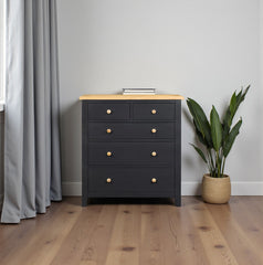 Cómoda de Madera de Pino 5 Cajones 90x110x50 Modelo Nórdico