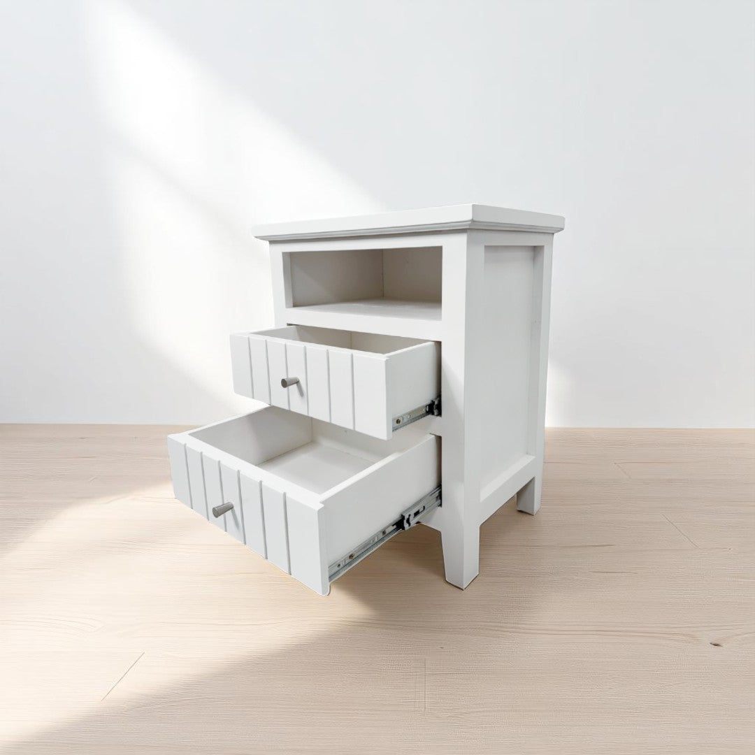 Velador Nordik 2 cajones con rieles telescópicos