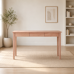 Escritorio "Quillay" 3 Cajones – Mesa de Trabajo de Madera Natural Estilo Escandinavo para Home Office o Dormitorio