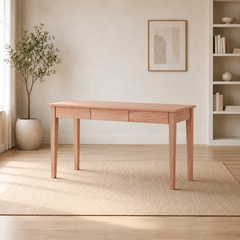 Escritorio "Quillay" 3 Cajones – Mesa de Trabajo de Madera Natural Estilo Escandinavo para Home Office o Dormitorio